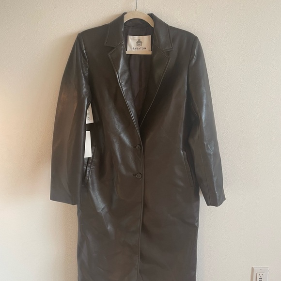 NWT Aritzia Babaton Estate Faux Leather Coat in Rich Mocha Brown Size XS - Picture 4 of 9